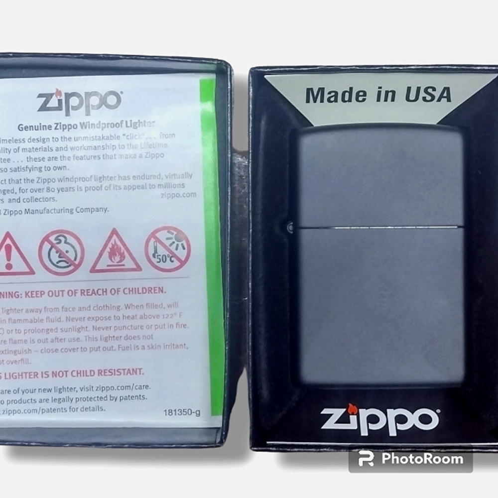 Genuine 218 Matte Black Zippo Windproof Flip Top Strike Lighter